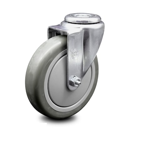 Service Caster 5 Inch Gray Polyurethane Wheel Swivel Bolt Hole Caster SCC-BH20S514-PPUB